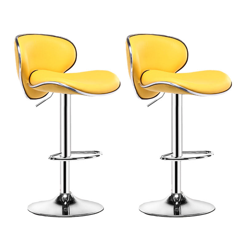 Contemporary Metal Barstool PU Leather Footrest Upholstered Counter Stool