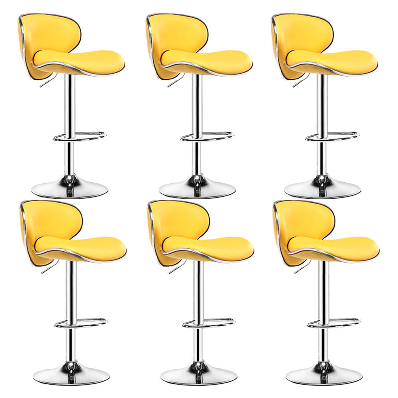 Contemporary Metal Barstool PU Leather Footrest Upholstered Counter Stool