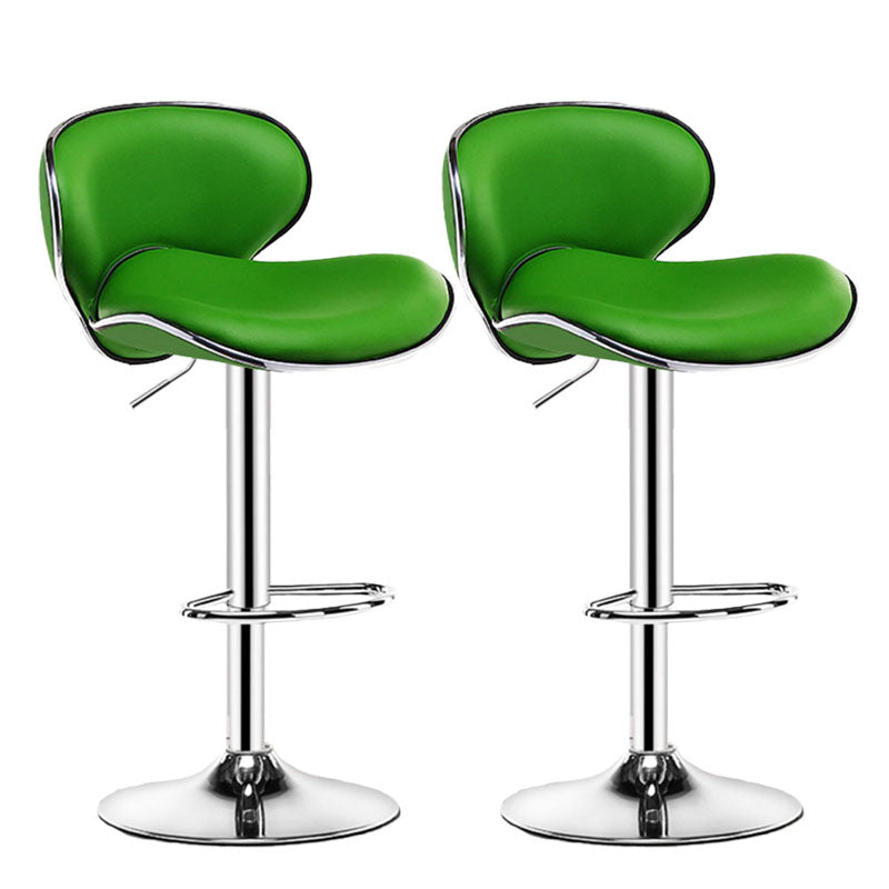 Contemporary Metal Barstool PU Leather Footrest Upholstered Counter Stool