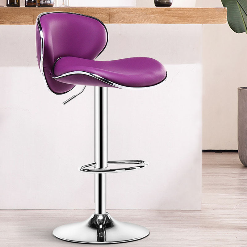 Contemporary Metal Barstool PU Leather Footrest Upholstered Counter Stool