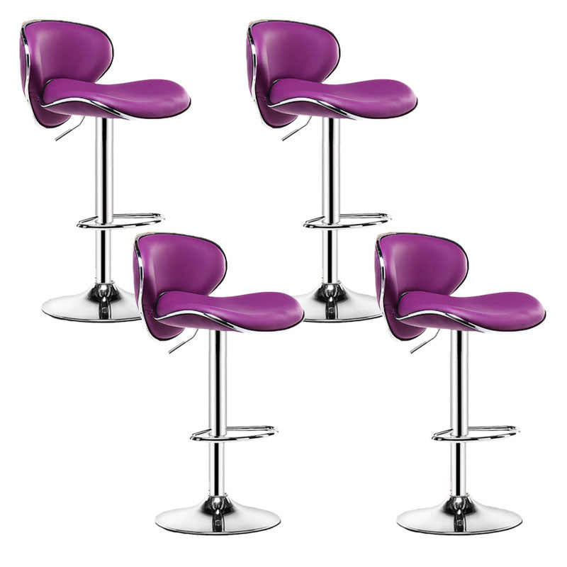 Contemporary Metal Barstool PU Leather Footrest Upholstered Counter Stool