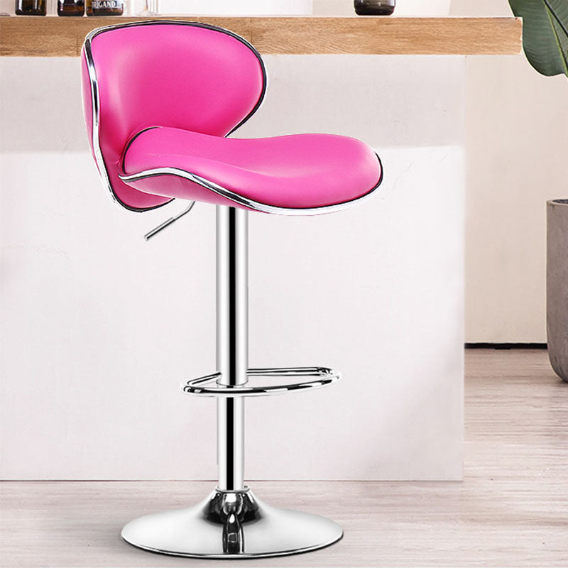 Contemporary Metal Barstool PU Leather Footrest Upholstered Counter Stool