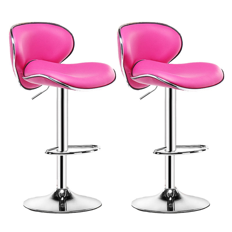 Contemporary Metal Barstool PU Leather Footrest Upholstered Counter Stool