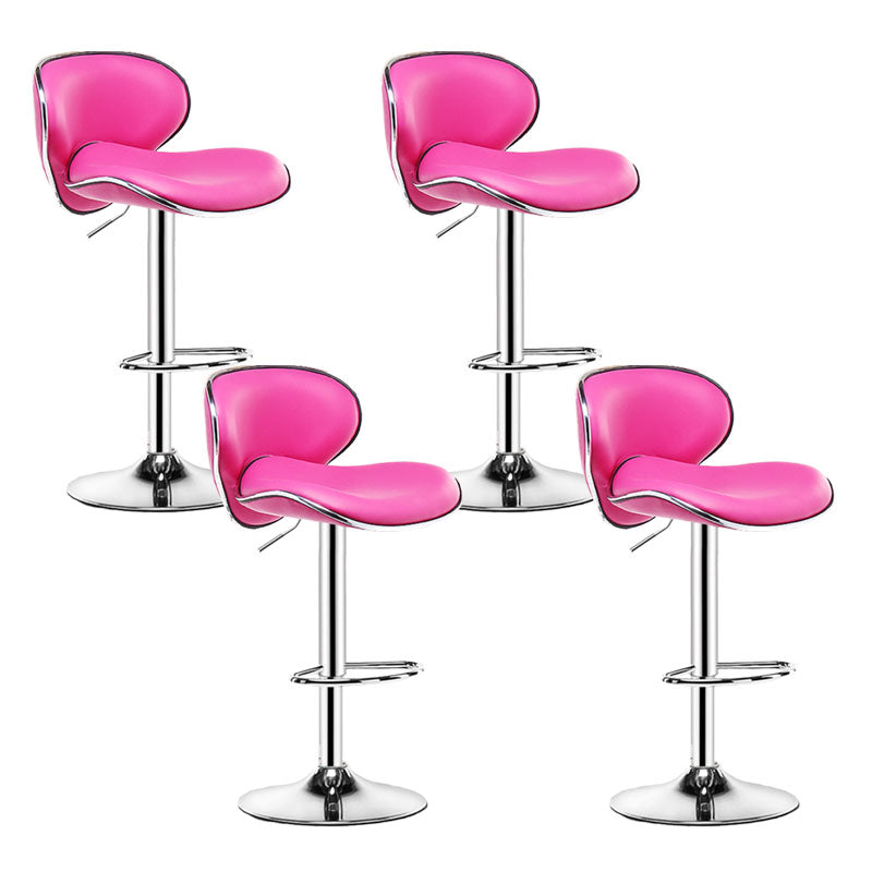 Contemporary Metal Barstool PU Leather Footrest Upholstered Counter Stool