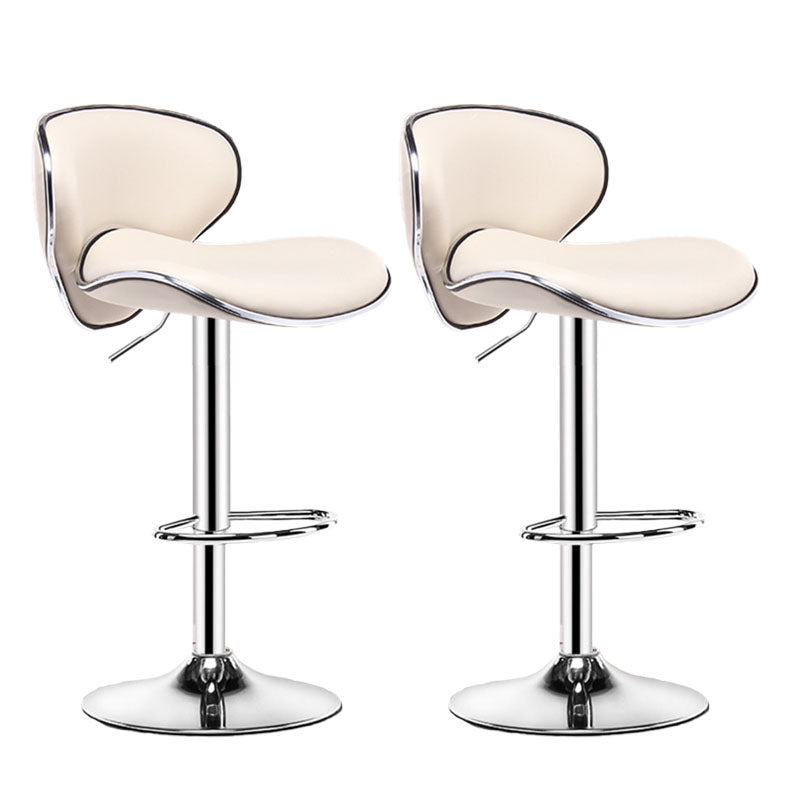 Contemporary Metal Barstool PU Leather Footrest Upholstered Counter Stool