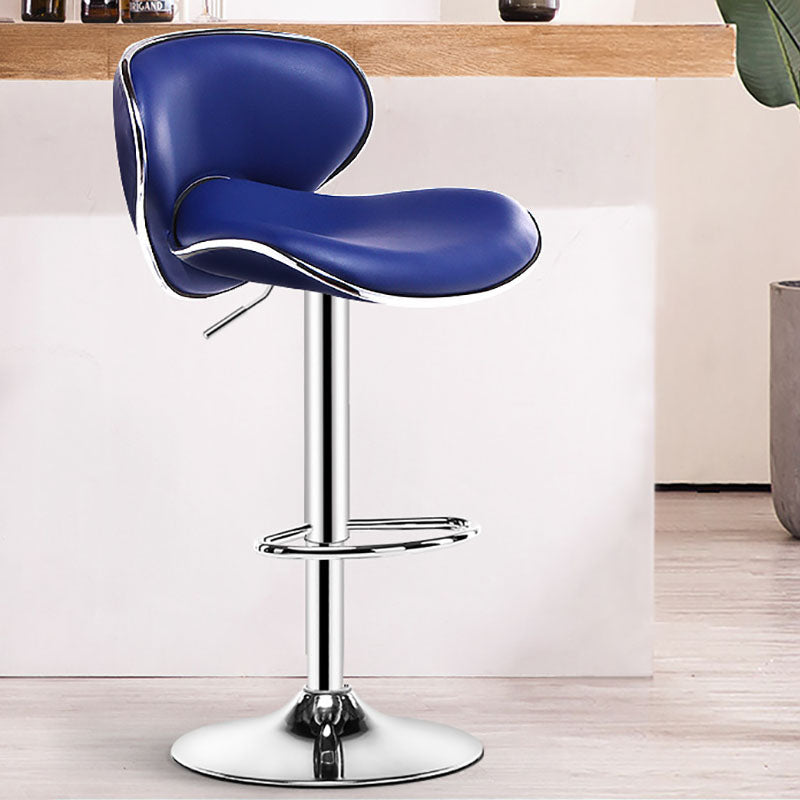Contemporary Metal Barstool PU Leather Footrest Upholstered Counter Stool