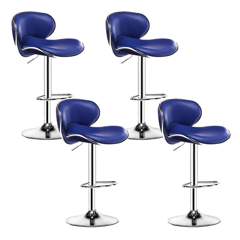 Contemporary Metal Barstool PU Leather Footrest Upholstered Counter Stool