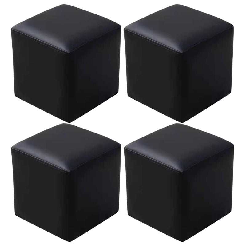 Pink Stain Resistant Pouf Solid Color Square Pouf for Living Room