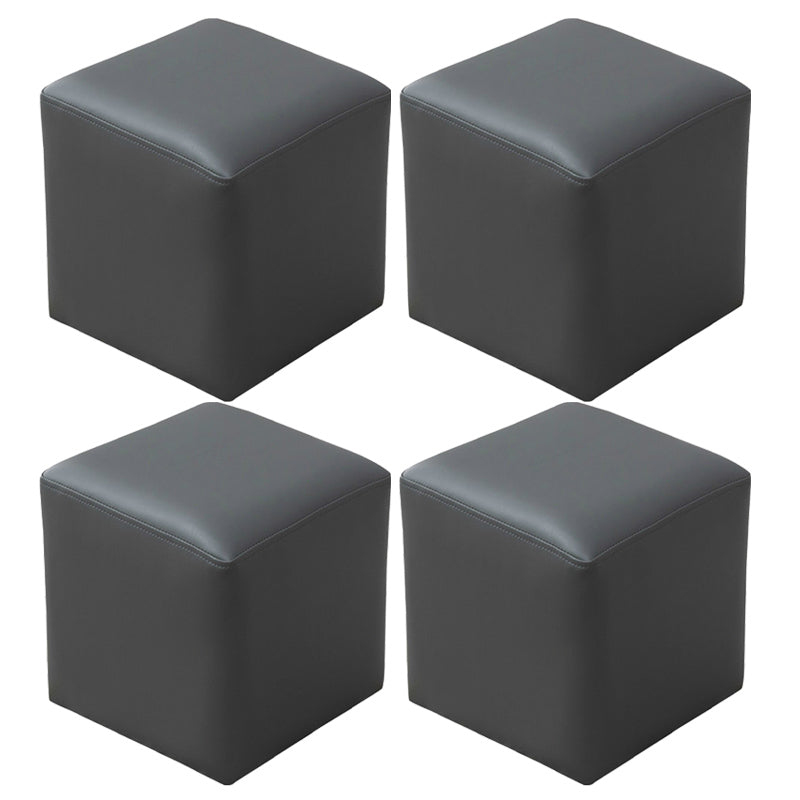 Pink Stain Resistant Pouf Solid Color Square Pouf for Living Room