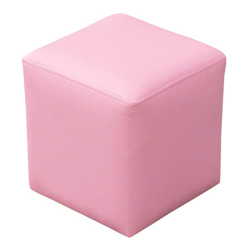 Pink Stain Resistant Pouf Solid Color Square Pouf for Living Room