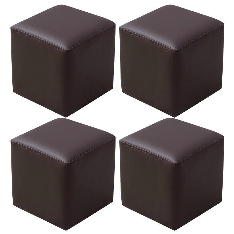 Pink Stain Resistant Pouf Solid Color Square Pouf for Living Room