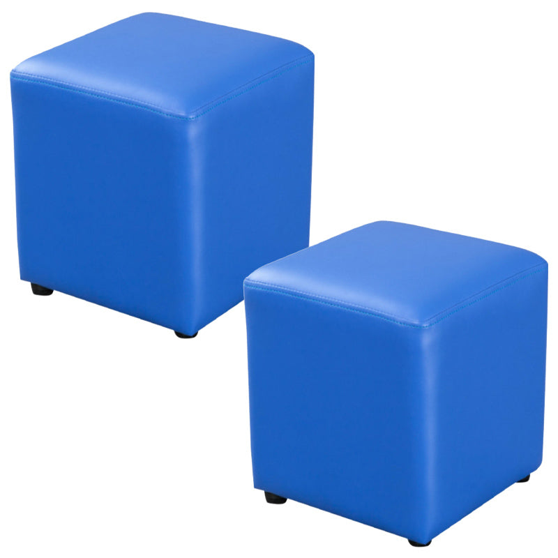 Pink Stain Resistant Pouf Solid Color Square Pouf for Living Room