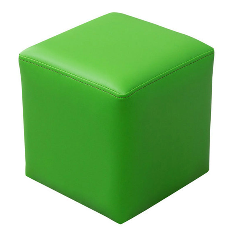 Pink Stain Resistant Pouf Solid Color Square Pouf for Living Room