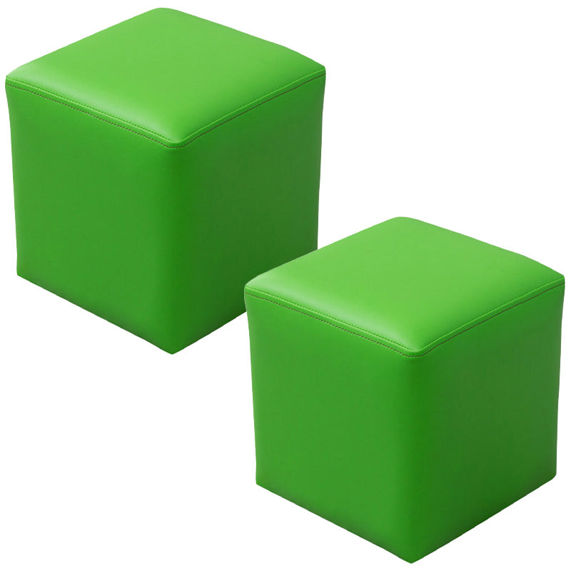 Pink Stain Resistant Pouf Solid Color Square Pouf for Living Room