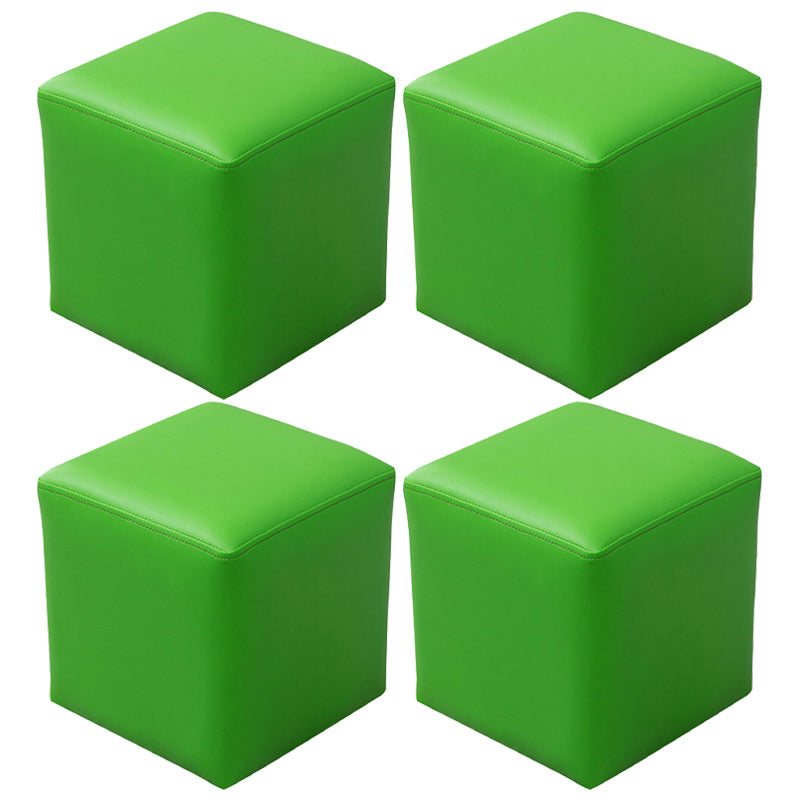 Pink Stain Resistant Pouf Solid Color Square Pouf for Living Room