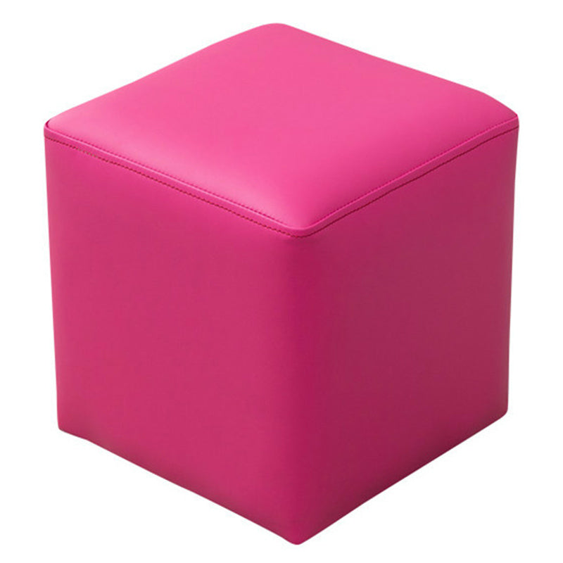 Pink Stain Resistant Pouf Solid Color Square Pouf for Living Room