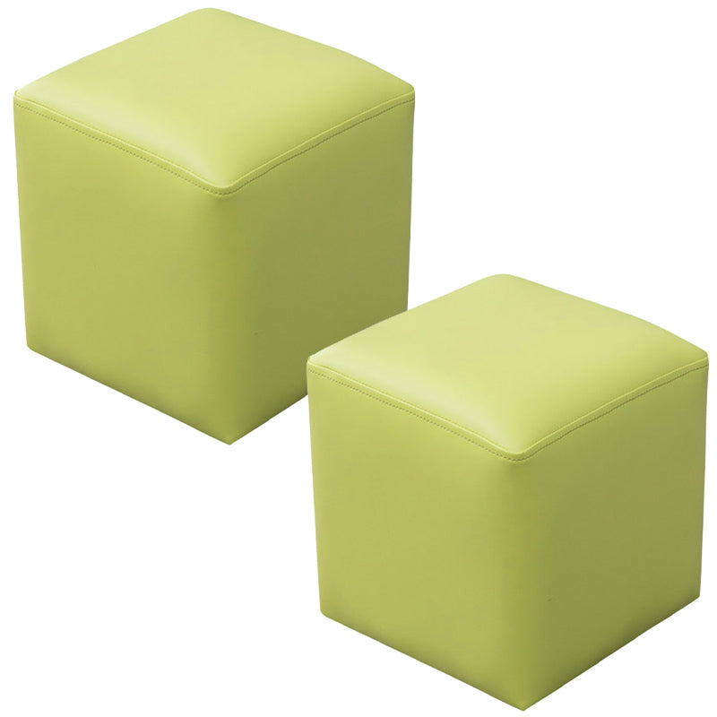 Pink Stain Resistant Pouf Solid Color Square Pouf for Living Room