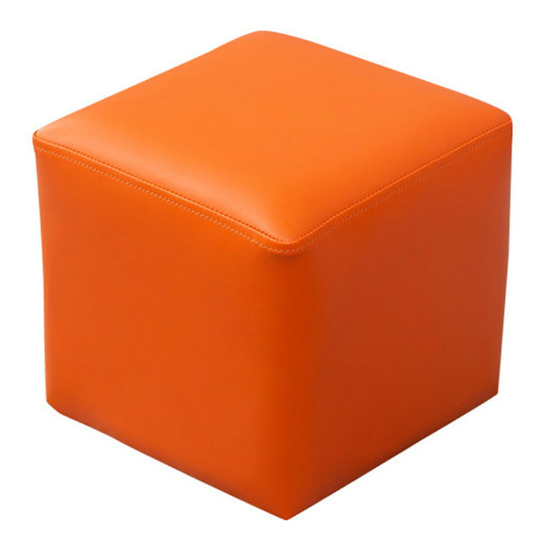 Pink Stain Resistant Pouf Solid Color Square Pouf for Living Room