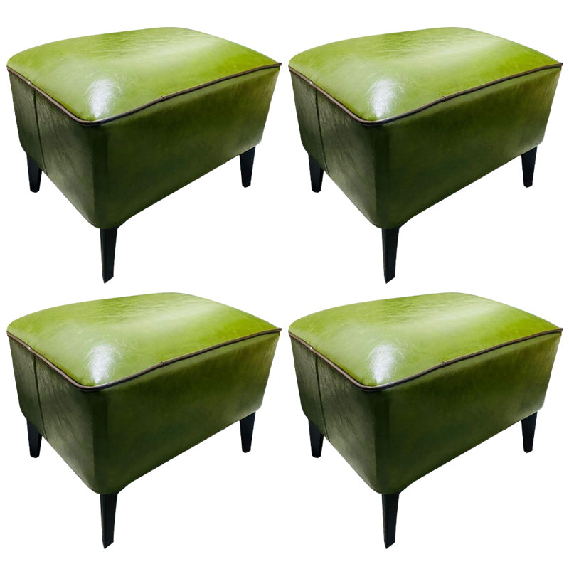 Mid-Century Modern Ottoman Faux Leather Upholstered Solid Color Ottoman with Chair Legs