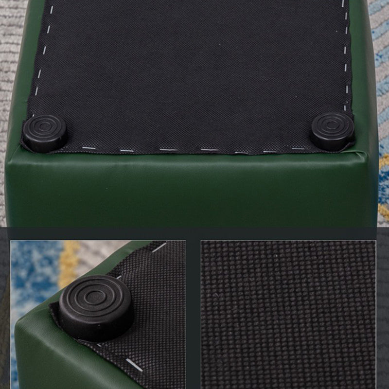 Contemporary Pouf Ottoman Faux Leather Upholstered Solid Color Ottoman