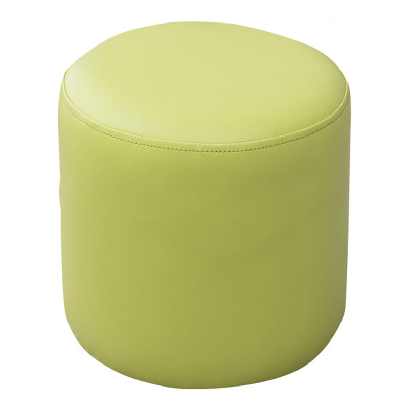Contemporary Pouf Ottoman Faux Leather Upholstered Solid Color Ottoman