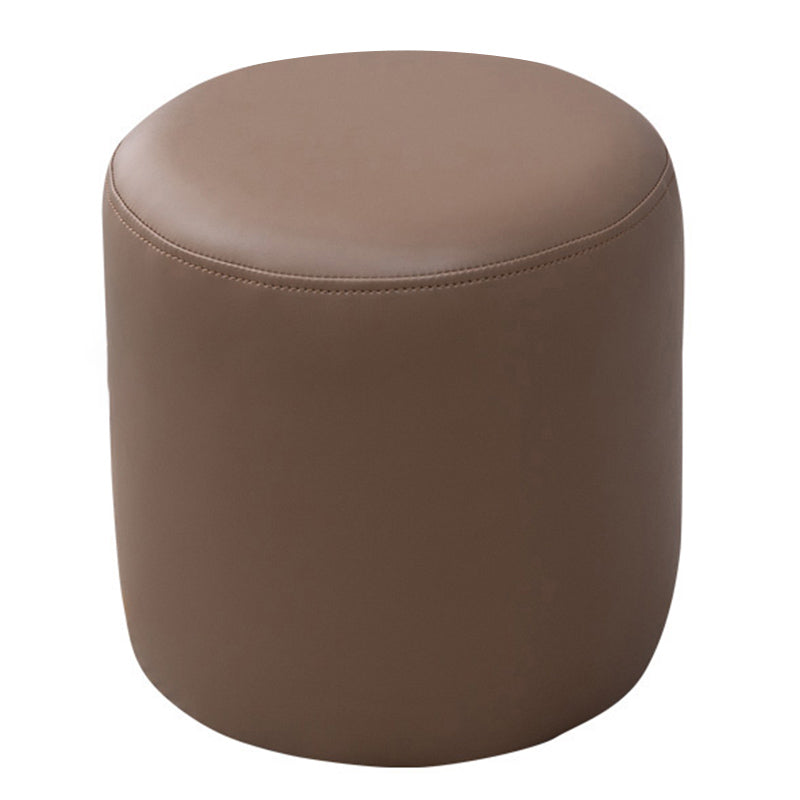Contemporary Pouf Ottoman Faux Leather Upholstered Solid Color Ottoman