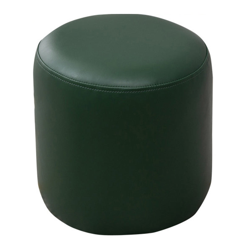 Contemporary Pouf Ottoman Faux Leather Upholstered Solid Color Ottoman