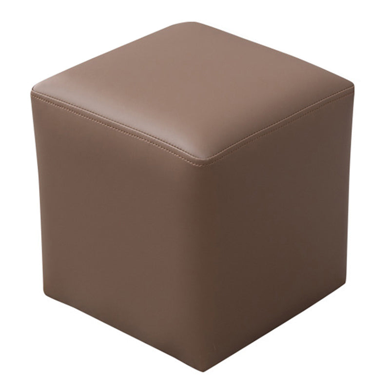 Contemporary Pouf Ottoman Faux Leather Upholstered Solid Color Ottoman