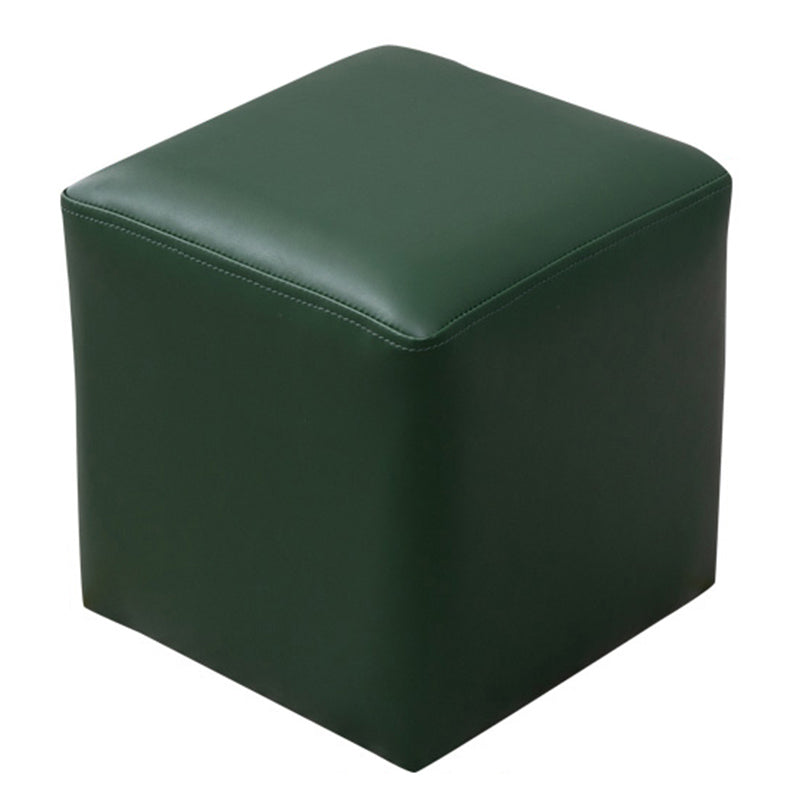 Contemporary Pouf Ottoman Faux Leather Upholstered Solid Color Ottoman