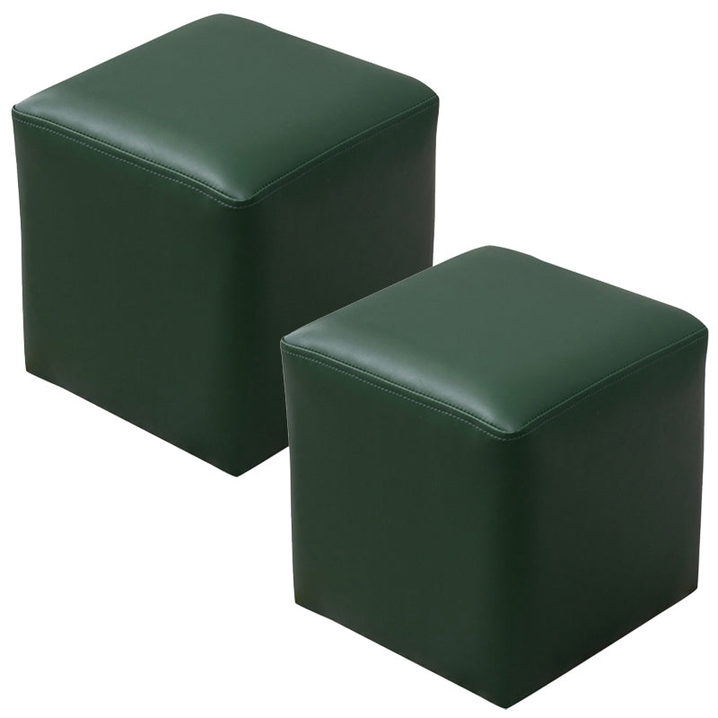 Contemporary Pouf Ottoman Faux Leather Upholstered Solid Color Ottoman
