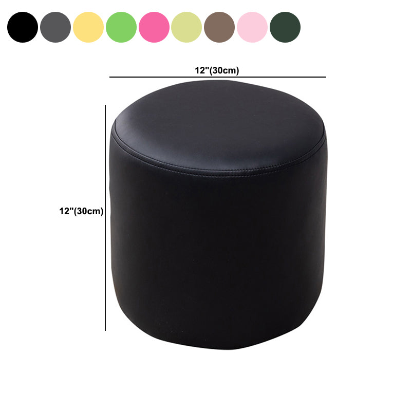 Contemporary Pouf Ottoman Faux Leather Upholstered Solid Color Ottoman