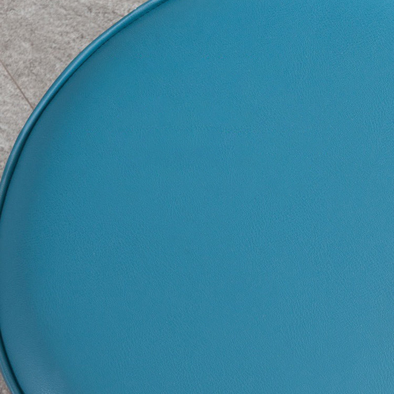 Contemporary Pouf Ottoman Genuine Leather Upholstered Solid Color Cylinder Shape Ottoman