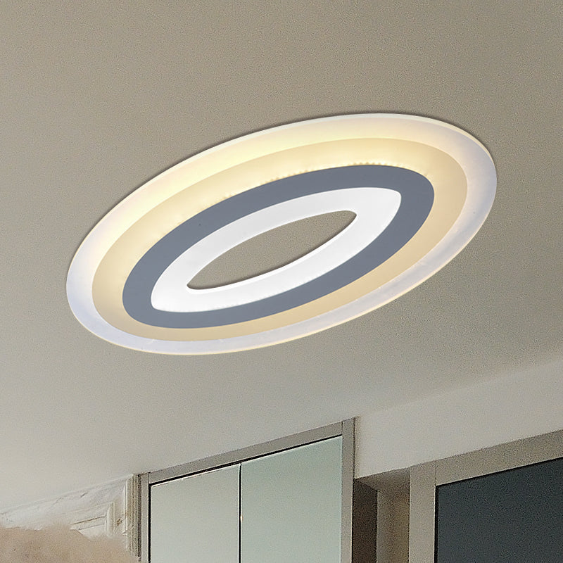 Acrylic Oval Ceiling Light Fixture Modern LED Flush Mount Lamp in Warm/White, 23"/27"/34.5" Wide