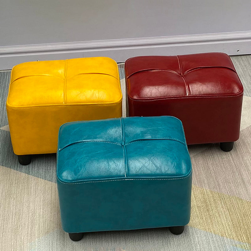 Contemporary Pouf Rectangle Plain Faux Leather Tufted Water Resistant Pouf Ottoman