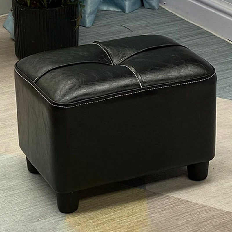 Contemporary Pouf Rectangle Plain Faux Leather Tufted Water Resistant Pouf Ottoman