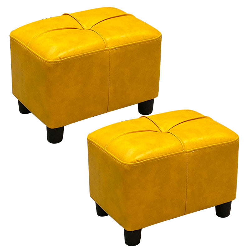 Contemporary Pouf Rectangle Plain Faux Leather Tufted Water Resistant Pouf Ottoman