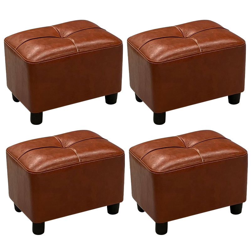 Contemporary Pouf Rectangle Plain Faux Leather Tufted Water Resistant Pouf Ottoman