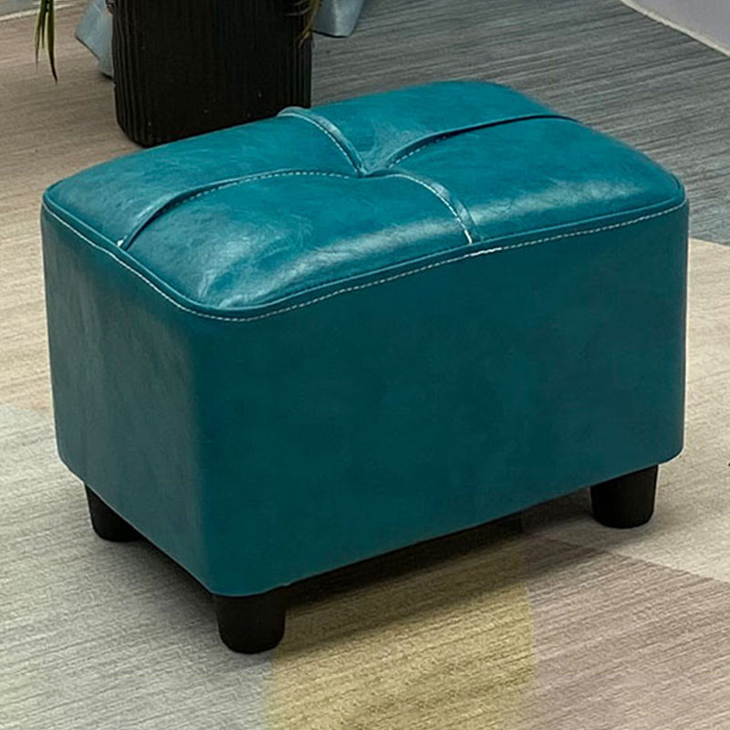 Contemporary Pouf Rectangle Plain Faux Leather Tufted Water Resistant Pouf Ottoman