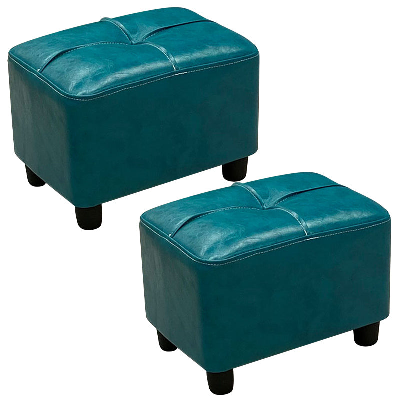 Contemporary Pouf Rectangle Plain Faux Leather Tufted Water Resistant Pouf Ottoman