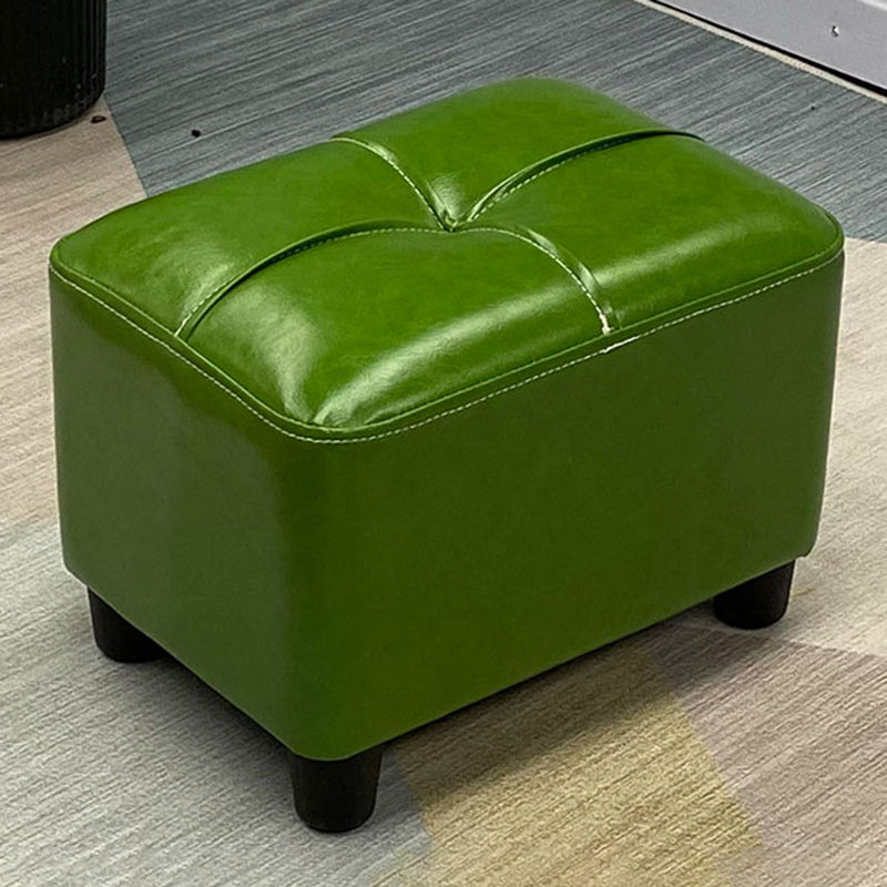 Contemporary Pouf Rectangle Plain Faux Leather Tufted Water Resistant Pouf Ottoman