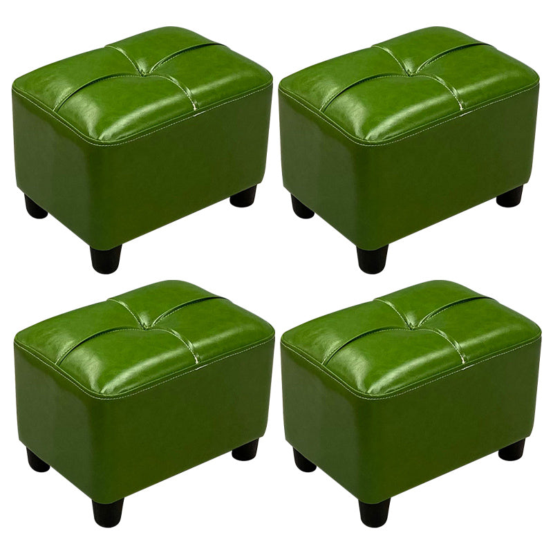 Contemporary Pouf Rectangle Plain Faux Leather Tufted Water Resistant Pouf Ottoman