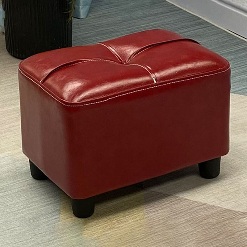 Contemporary Pouf Rectangle Plain Faux Leather Tufted Water Resistant Pouf Ottoman