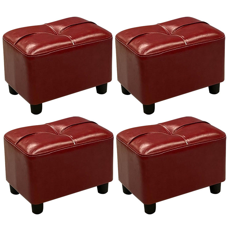 Contemporary Pouf Rectangle Plain Faux Leather Tufted Water Resistant Pouf Ottoman