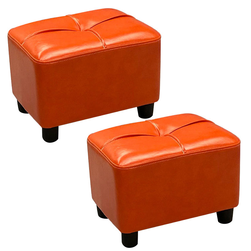 Contemporary Pouf Rectangle Plain Faux Leather Tufted Water Resistant Pouf Ottoman