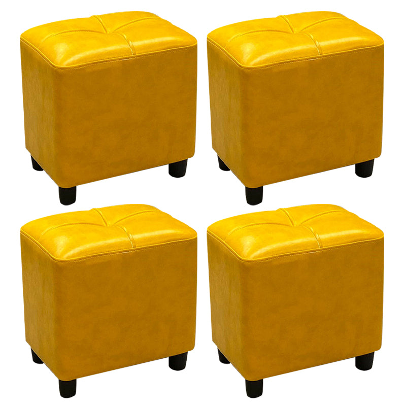 Contemporary Pouf Rectangle Plain Faux Leather Tufted Water Resistant Pouf Ottoman