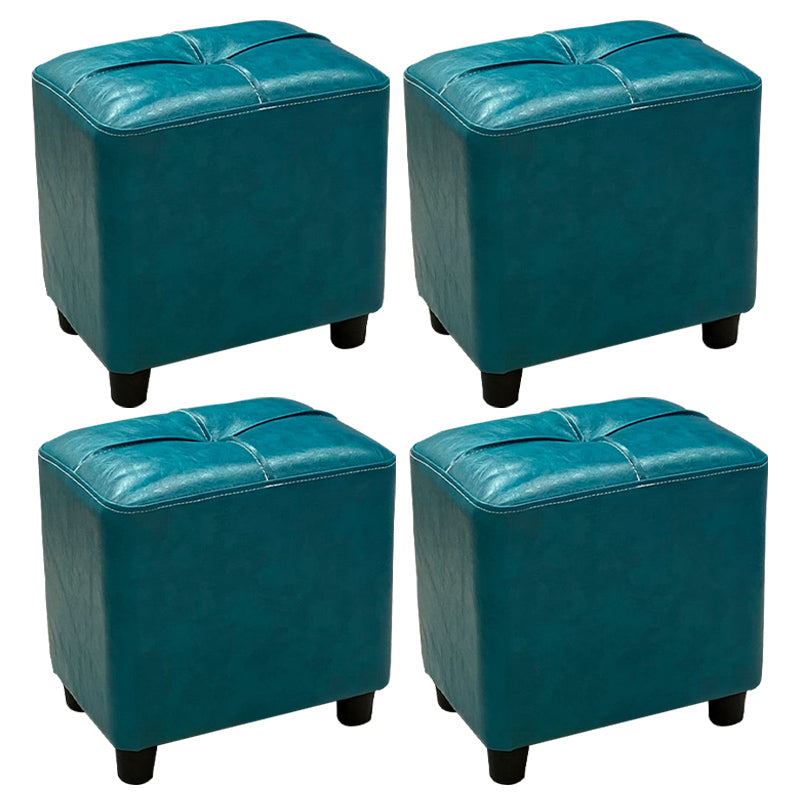 Contemporary Pouf Rectangle Plain Faux Leather Tufted Water Resistant Pouf Ottoman