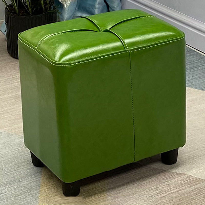 Contemporary Pouf Rectangle Plain Faux Leather Tufted Water Resistant Pouf Ottoman