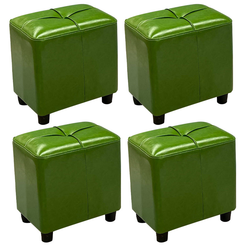 Contemporary Pouf Rectangle Plain Faux Leather Tufted Water Resistant Pouf Ottoman