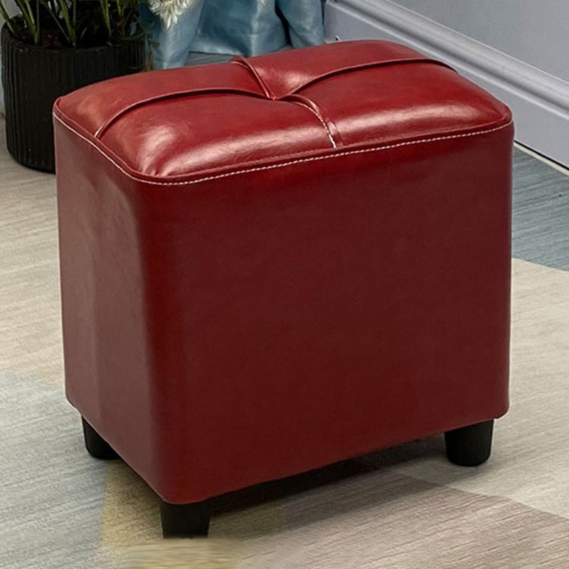 Contemporary Pouf Rectangle Plain Faux Leather Tufted Water Resistant Pouf Ottoman