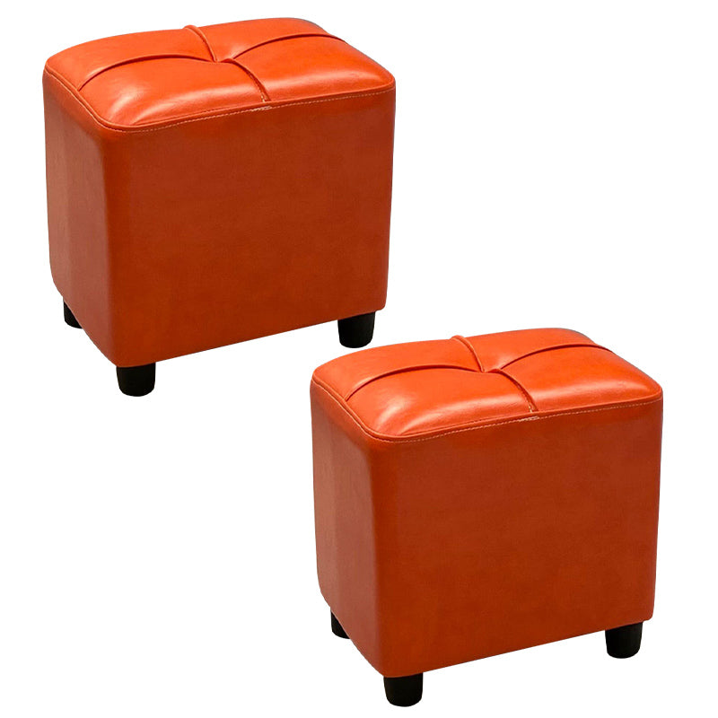 Contemporary Pouf Rectangle Plain Faux Leather Tufted Water Resistant Pouf Ottoman